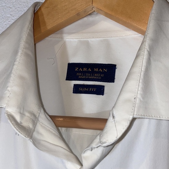 ZARA MAN White Button Down Shirt size L - Picture 6 of 9